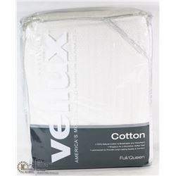 NEW VELLUX 100% COTTON WHITE BLANKET,QUEEN