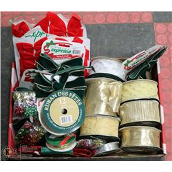 BOX OF ASSORTED RIBBON. HOME