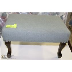 VINTAGE TWEED STOOL WITH NAIL HEAD DESIGN & CARVED