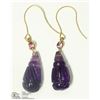 Image 1 : 12) 14KT GOLD LARGE AMETHYST & SAPPHIRE EARRINGS