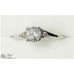 14) 14KT WHITE GOLD RING WITH 3 DIAMONDS