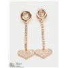 Image 1 : 15) ROSE GOLD PLATED STERLING SILVER CZ EARRINGS