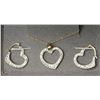 Image 1 : 17) 10KT GOLD HEART NECKLACE & EARRINGS W/CRYSTALS