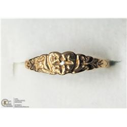 18) 10KT GOLD BABY RING W/ HEART DESIGN & DIAMOND