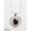 Image 1 : 20) STERLING SILVER LARGE RUBY PENDANT WITH CHAIN
