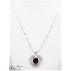 Image 2 : 20) STERLING SILVER LARGE RUBY PENDANT WITH CHAIN