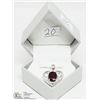 Image 3 : 20) STERLING SILVER LARGE RUBY PENDANT WITH CHAIN