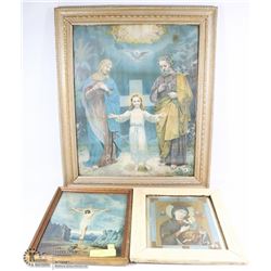 LOT OF 3 ASSORTED RELIGIOUS PRINTS FRAMED.