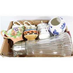 FLAT OF ASSORTED CHINA TEACUPS - INCL ROYAL ALBERT