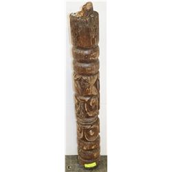 VINTAGE WOOD CARVED POLE 40" TALL