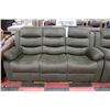 Image 3 : DARK GREEN FABRIC RECLINING SOFA AND LOVESEAT