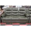 Image 3 : DARK GREEN FABRIC RECLINING SOFA AND LOVESEAT