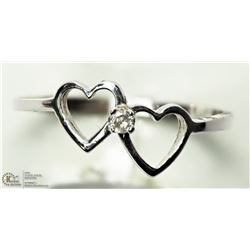 22) 14KT GOLD DOUBLE HEART DIAMOND RING