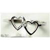 Image 1 : 22) 14KT GOLD DOUBLE HEART DIAMOND RING
