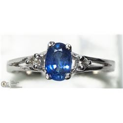 23) 14KT WHITE GOLD W/CEYLON SAPPHIRE & 2 DIAMONDS