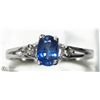 Image 1 : 23) 14KT WHITE GOLD W/CEYLON SAPPHIRE & 2 DIAMONDS