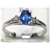 Image 2 : 23) 14KT WHITE GOLD W/CEYLON SAPPHIRE & 2 DIAMONDS
