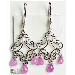 26) 14KT WHITE GOLD EARRINGS W/6 PINK SAPPHIRES