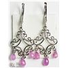 Image 1 : 26) 14KT WHITE GOLD EARRINGS W/6 PINK SAPPHIRES