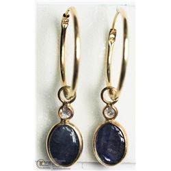 29) 14KT GOLD SAPPHIRE AND DIAMOND EARRINGS