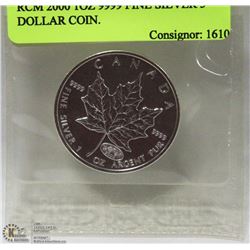 RCM 2000 1OZ 9999 FINE SILVER 5 DOLLAR COIN.