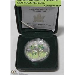 2003 RCM 1OZ FINE SILVER MAPLE LEAF COLOURED COIN.