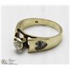 Image 2 : 10K YELLOW GOLD W/ WHITE GOLD SETTING DIAMOND RING
