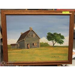 "THE OL' HOMESTEAD" OIL ON CANVASE IN WOOD FRAME