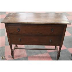 2 DRAWER WOOD DRESSER.