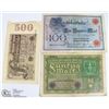 Image 1 : 3 WWI GERMAN BANK NOTES - 1923 500 MARK, 1919