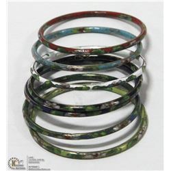 SET OF 7 CLOISONNE ENAMEL BRACELETS - FOR LUCK.
