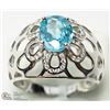 Image 2 : 32) STERLING SILVER NATURAL BLUE ZIRCON RING