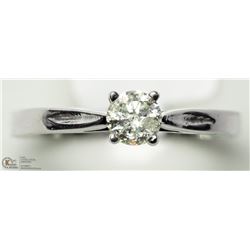 33) 14KT WHITE GOLD SOLITAIRE DIAMOND RING