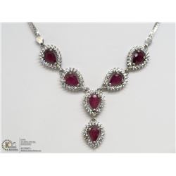 34) STERLING SILVER 6 RUBIES  NECKLACE