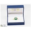 Image 3 : 39) 10KT GOLD GREEN AGATE & CZ RING