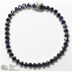 40) SILVER TENNIS STYLE BLUE SAPPHIRE BRACELET