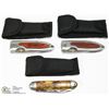 Image 1 : LOT OF 3 POCKET KNIVES & CARRY CASES.