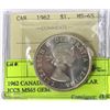 Image 1 : 1962 CANADIAN SILVER DOLLAR ICCS MS65 GEM.