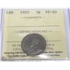 Image 1 : 1925 CANADIAN 5 CENT COIN ICCS VF20.