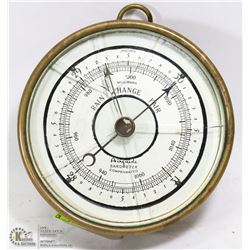 VINTAGE AIRQUIDE BRASS SHIP BAROMETER, GLASS IS