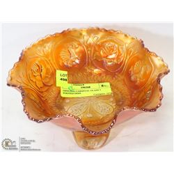 GENUINE CARNIVAL GLASS 3 FOOTED DISH.