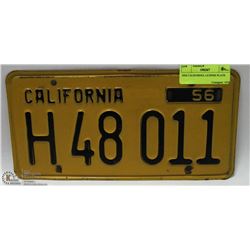 1956 CALIFORNIA LICENSE PLATE.