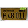 Image 1 : 1956 CALIFORNIA LICENSE PLATE.