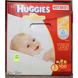 CASE OF 100 HUGGIES SNUGGLERS UP TO 14LBS DIAPERS