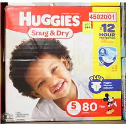 CASE OF 80 HUGGIES SNUG AND DRY OVER 27LBS SIZE 5