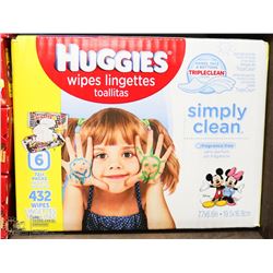 CASE OF HUGGIES "FRAGRANCE FREE" WIPES 6PKS 432
