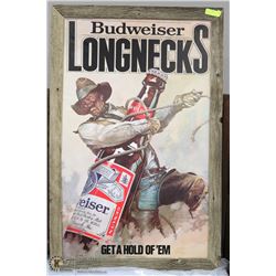 BUDWEISER LONGNECKS FRAMED POSTER 31"X47"