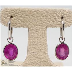 47) 14KT GOLD HOOP EARRINGS W/ENHANCED RUBIES