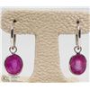 Image 1 : 47) 14KT GOLD HOOP EARRINGS W/ENHANCED RUBIES