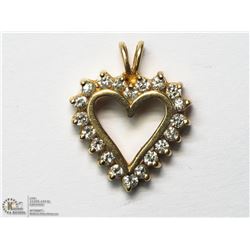 49) 10KT GOLD HEART SHAPED PENDANT W/20 DIAMONDS